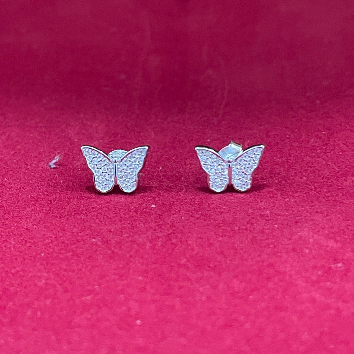 92.5 Silver Butterfly Stud Earrings pair