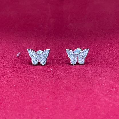 92.5 Silver Butterfly Stud Earrings pair