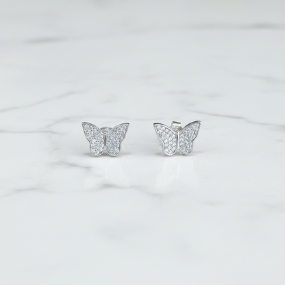 92.5 Silver Butterfly Stud Earrings pair