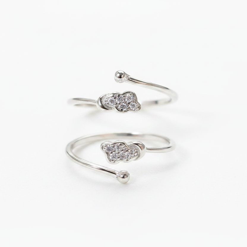 92.5 Sterling Silver Cloud Toe Rings for Women | Dreamy Minimal Design