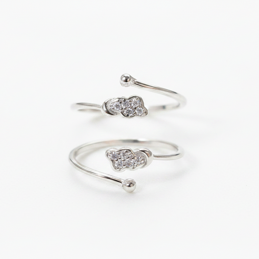 92.5 Sterling Silver Cloud Toe Rings for Women | Dreamy Minimal Design