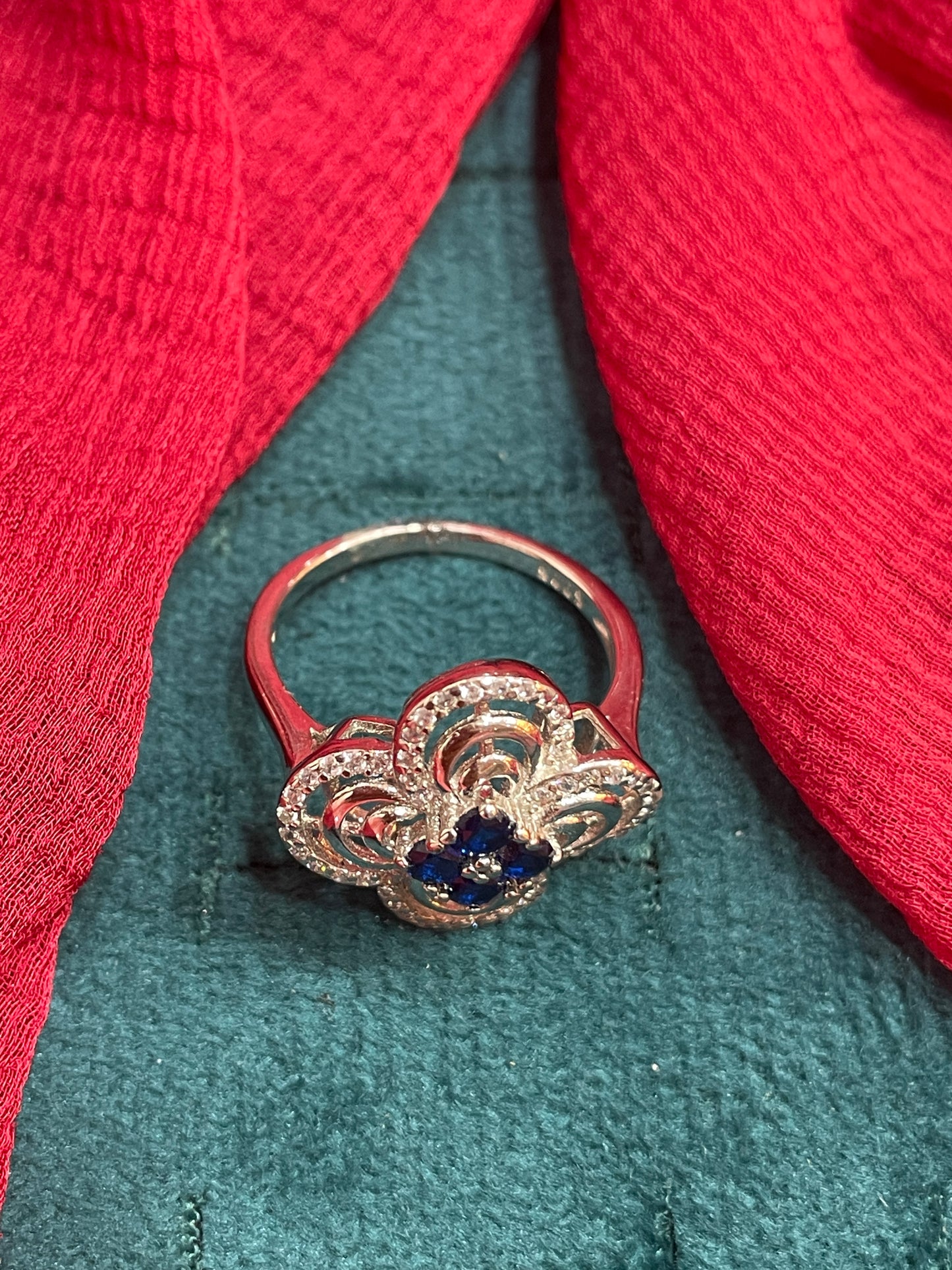 92.5 Silver Classy Blue Stone Ring for Women Size 17 | Elegant Premium Design | Stylish Jewellery