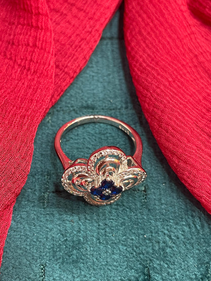 92.5 Silver Classy Blue Stone Ring for Women Size 17 | Elegant Premium Design | Stylish Jewellery