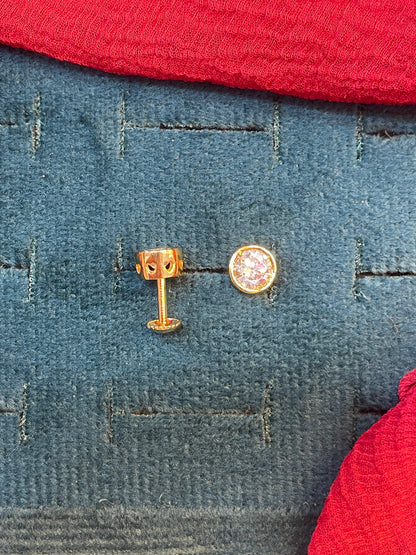 92.5 silver gold plated classy white stone studs