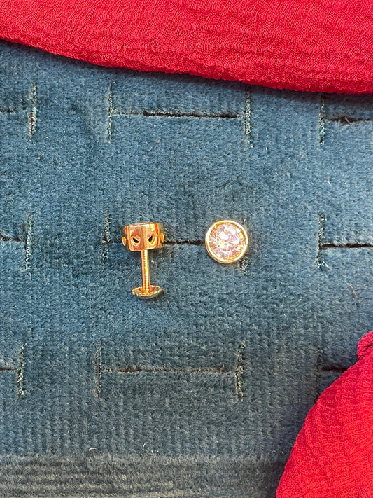 92.5 silver gold plated classy white stone studs