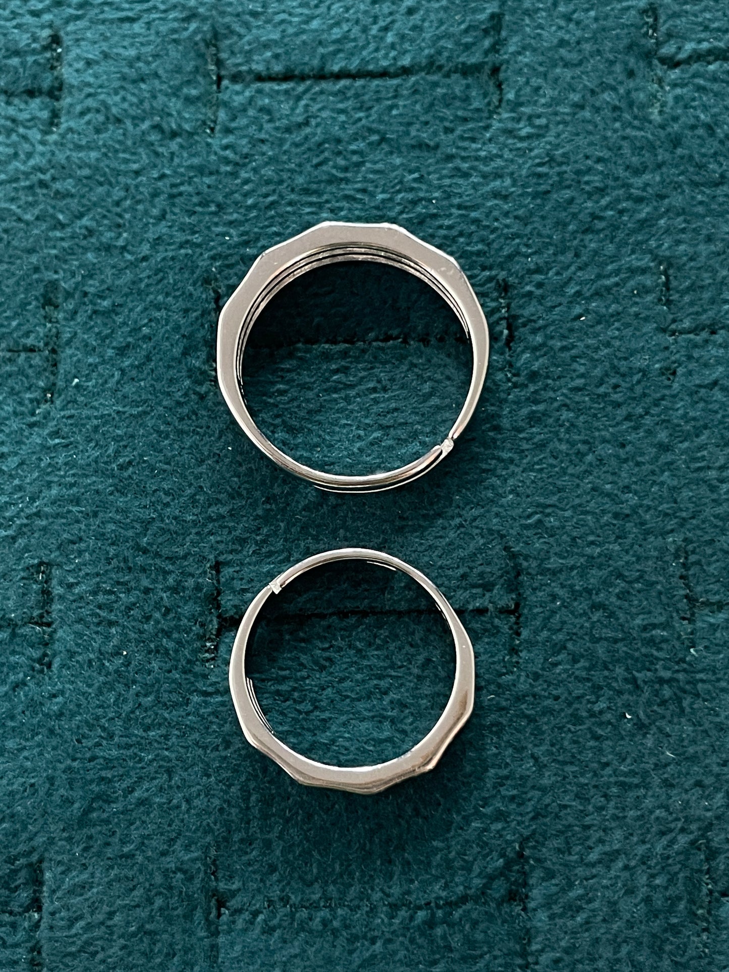 92.5 Silver Geometric Double Row Stone Couple Rings | Adjustable Band