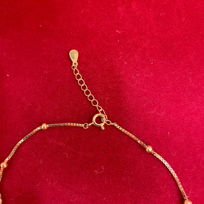 92.5 Silver Gold Plated Heart Anklets Pair