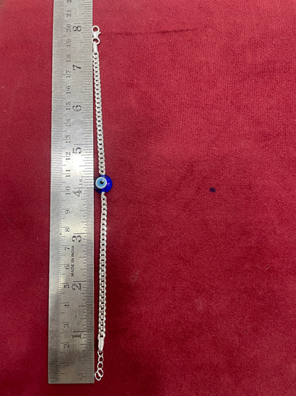 925 Silver Evil Eye Curb bracelet- 8 inch