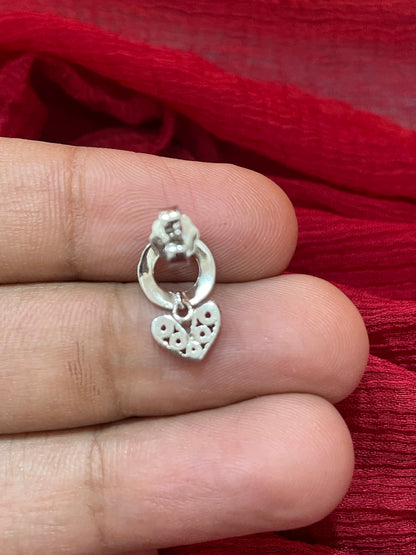 92.5 Silver Pink Heart Earrings for Women | Stylish Love Design | Cute Elegant Jewellery