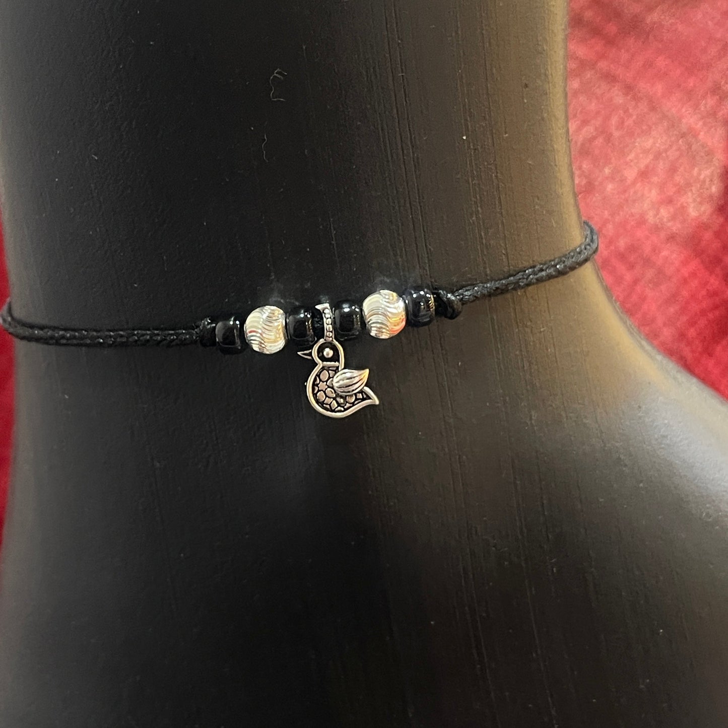 92.5 Sterling Silver Oxi Bird Thread Anklet - Single pc
