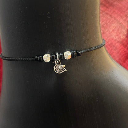 92.5 Sterling Silver Oxi Bird Thread Anklet - Single pc