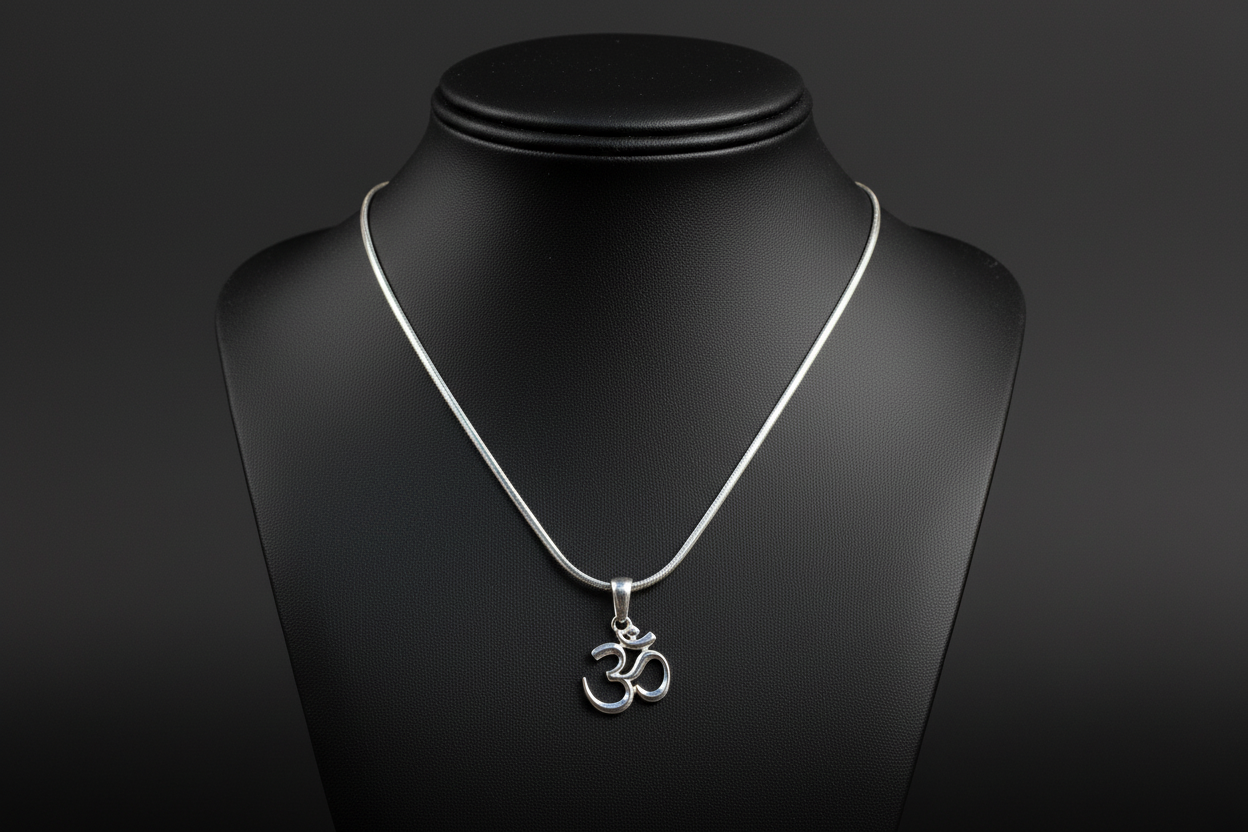 92.5 Silver Om Pendant for Men & Women | Sacred Aum Symbol Design | Spiritual Jewellery