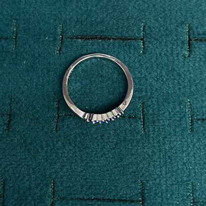 92.5 Silver Blue Stone Wave Ring for Women- Size 12