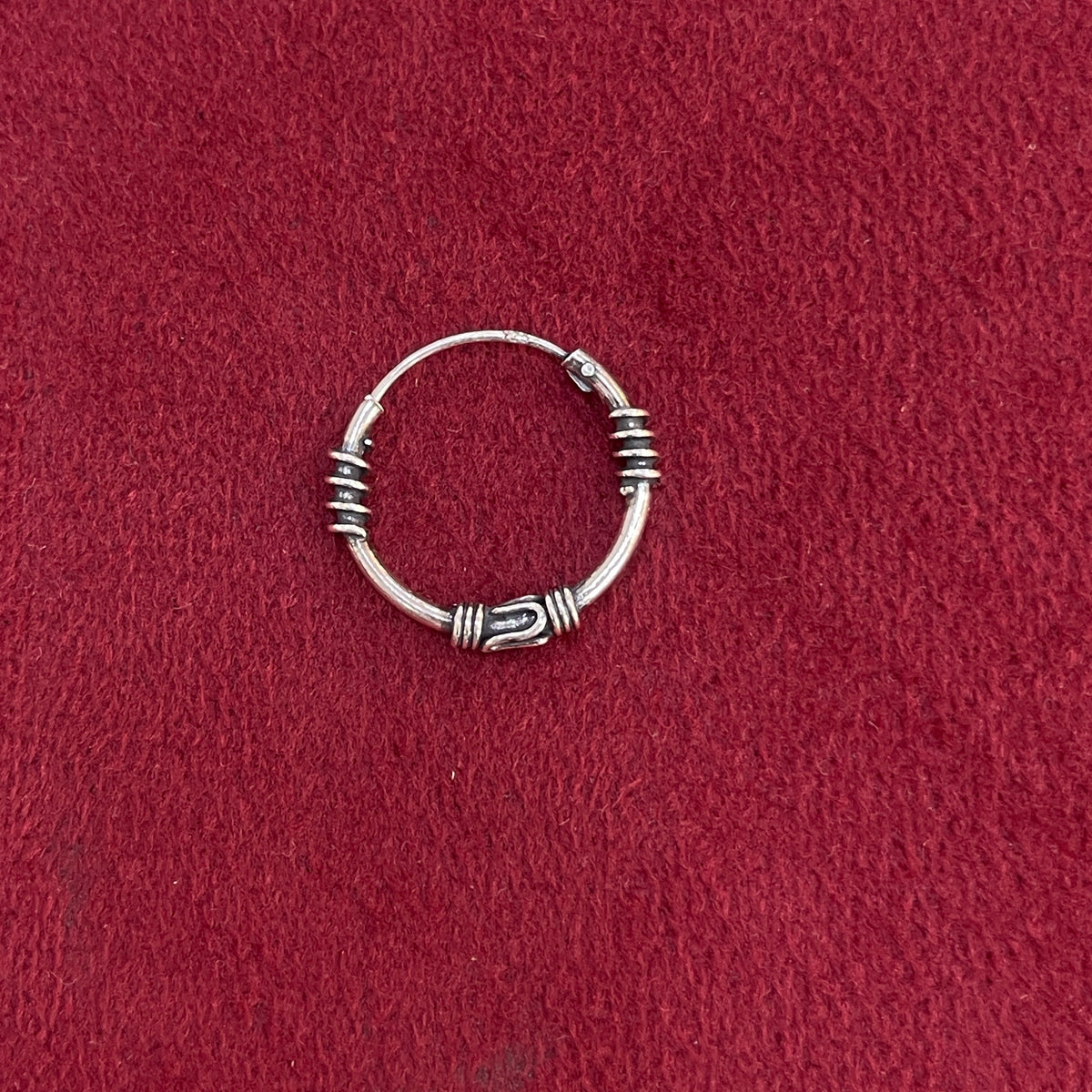 92.5 Silver Oxidised Scroll Detail Hoop Earrings Pair
