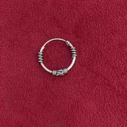 92.5 Silver Oxidised Scroll Detail Hoop Earrings Pair