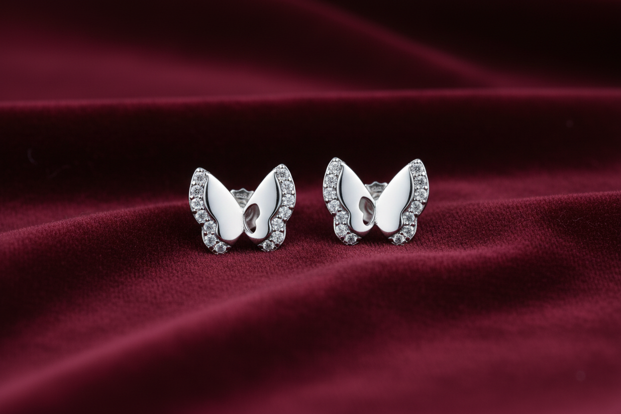 92.5 Silver Butterfly Studs | Stylish Elegant Design | Cute Jewellery