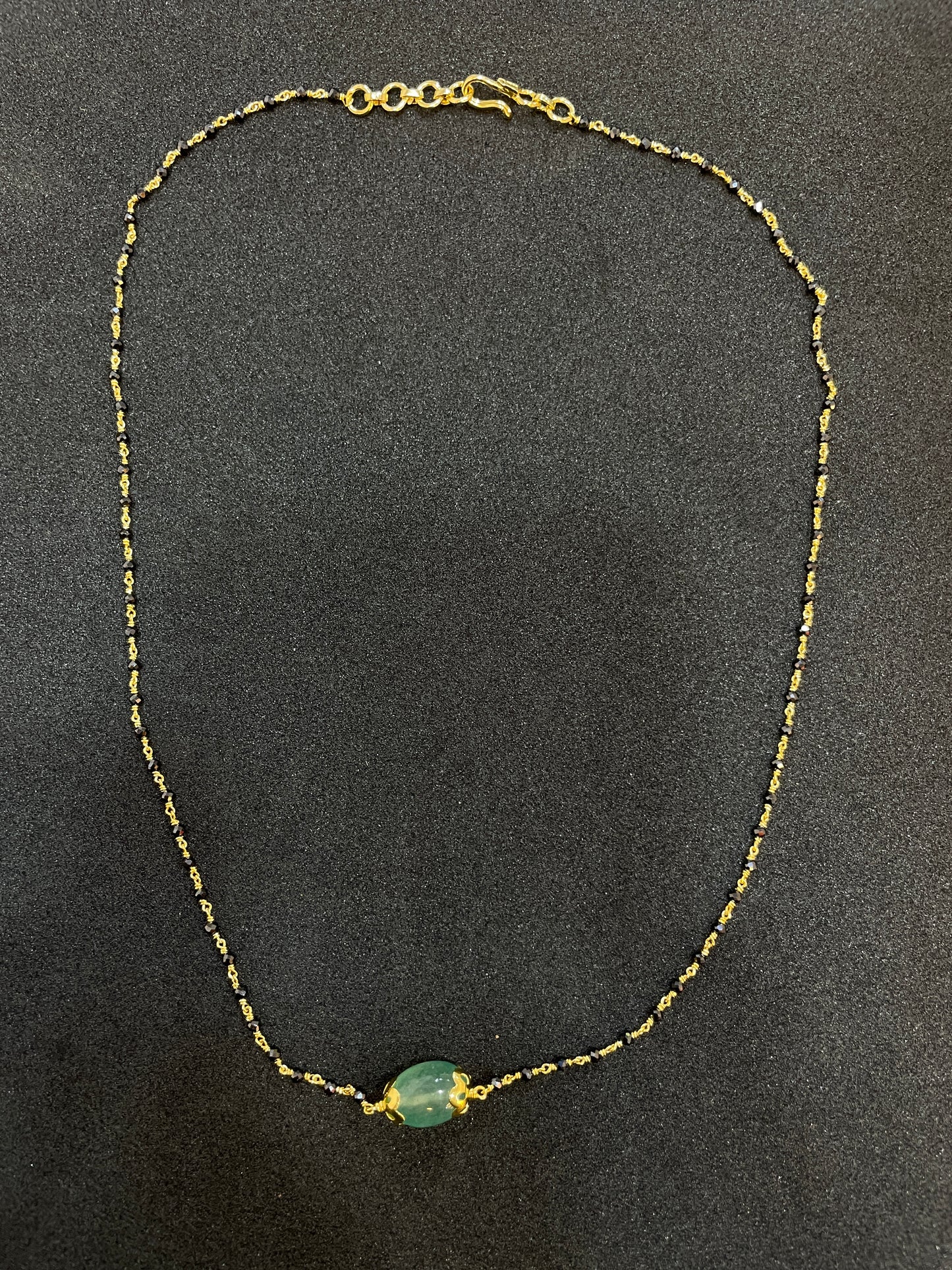 925 Silver Gold Plated Black diamond chain - 17 inch