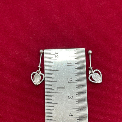 92.5 Sterling Silver Open Heart Bugadi for Women | Pear Mother-of-Pearl Centre Heart Charm | Helix Earring Pair