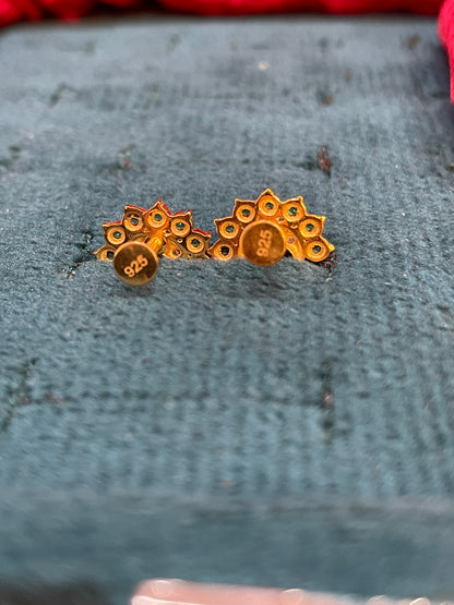 925 Silver Gold Plated Half Moon Studs