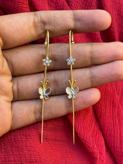 92.5 Silver Gold Plated Butterfly Ear Cuffs for Women | Stylish Nature-Inspired Design | Trendy Jewellery