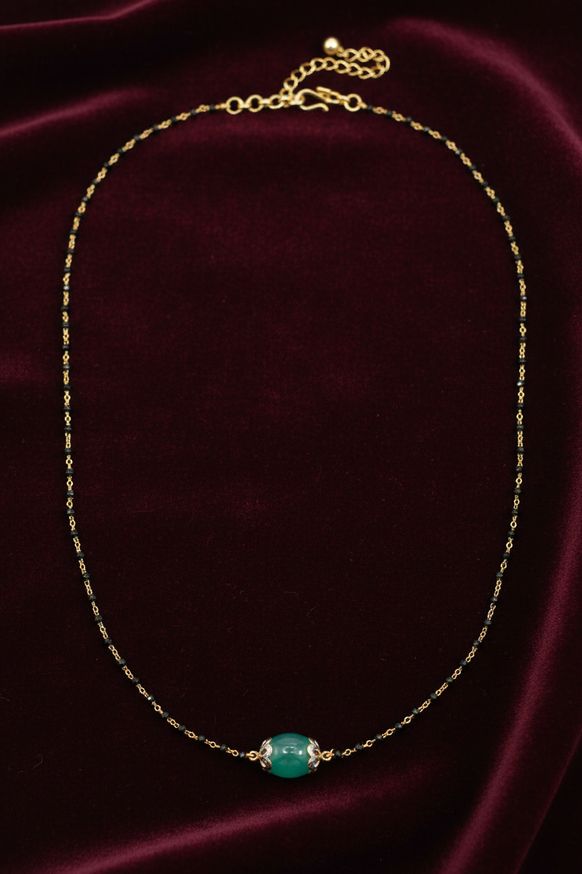 925 Silver Gold Plated Black diamond chain - 17 inch