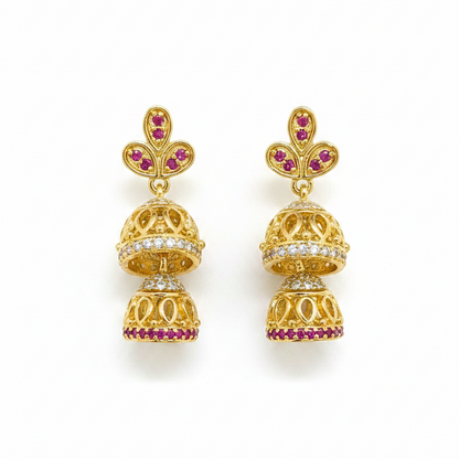 925 Silver Gold Plated Double Jhumki
