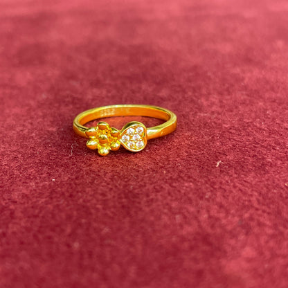92.5 Silver with Gold Plating Flower Ring for Women