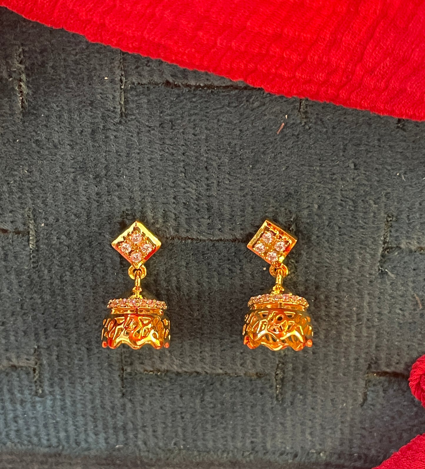 92.5 silver gold plated classy white stone earrings