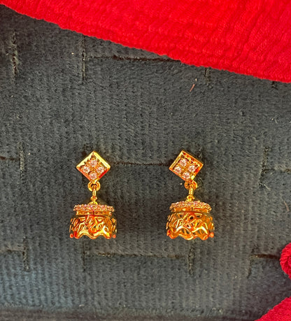 92.5 silver gold plated classy white stone earrings