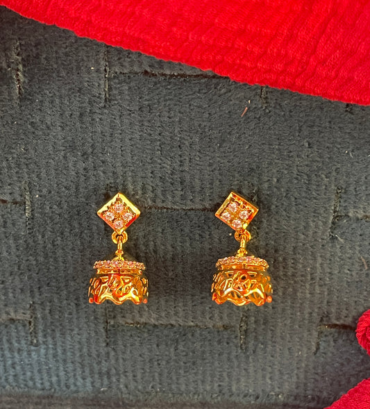 92.5 silver gold plated classy white stone earrings