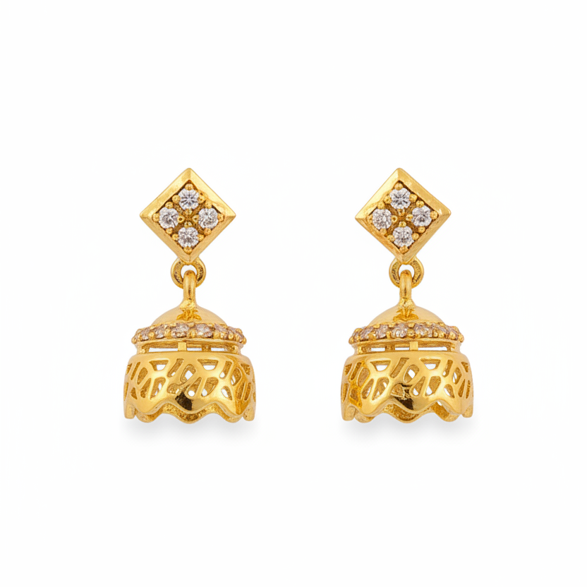 92.5 silver gold plated classy white stone earrings