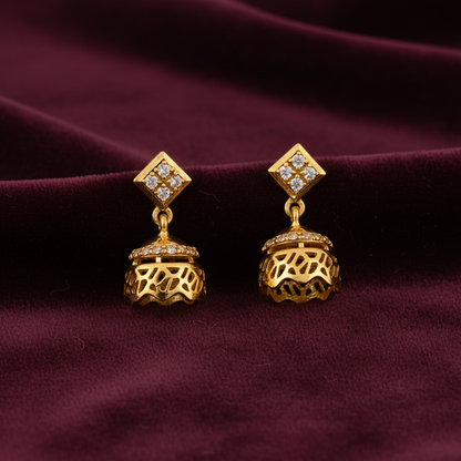 92.5 silver gold plated classy white stone earrings