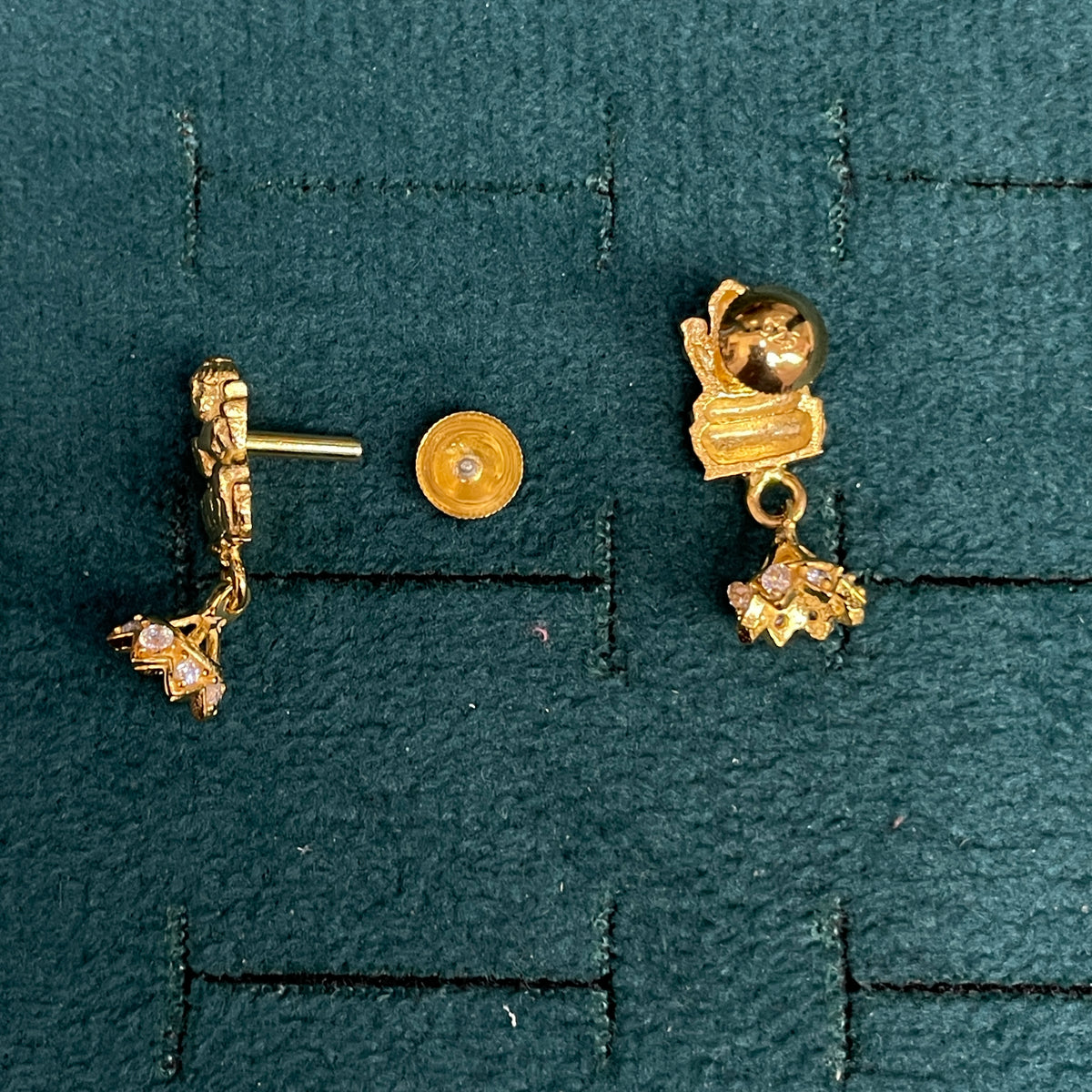 92.5 Sterling Silver Gold Plated Goddess Lakshmi Lotus Temple Jhumka Earrings for Women