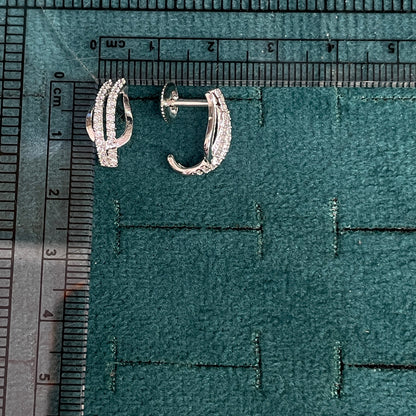 92.5 Silver Clear Stone Crossover Stud Earrings Pair