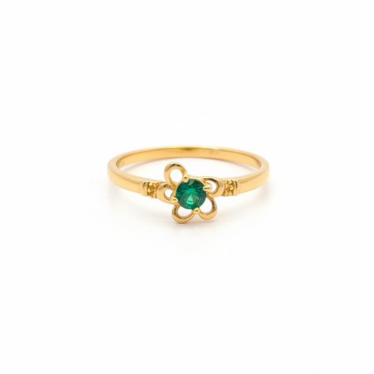 92.5 silver gold plated stylish green stone ring size11
