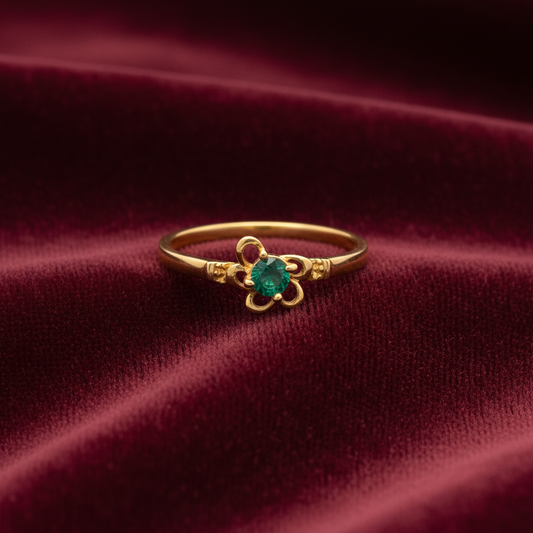 92.5 silver gold plated stylish green stone ring size11