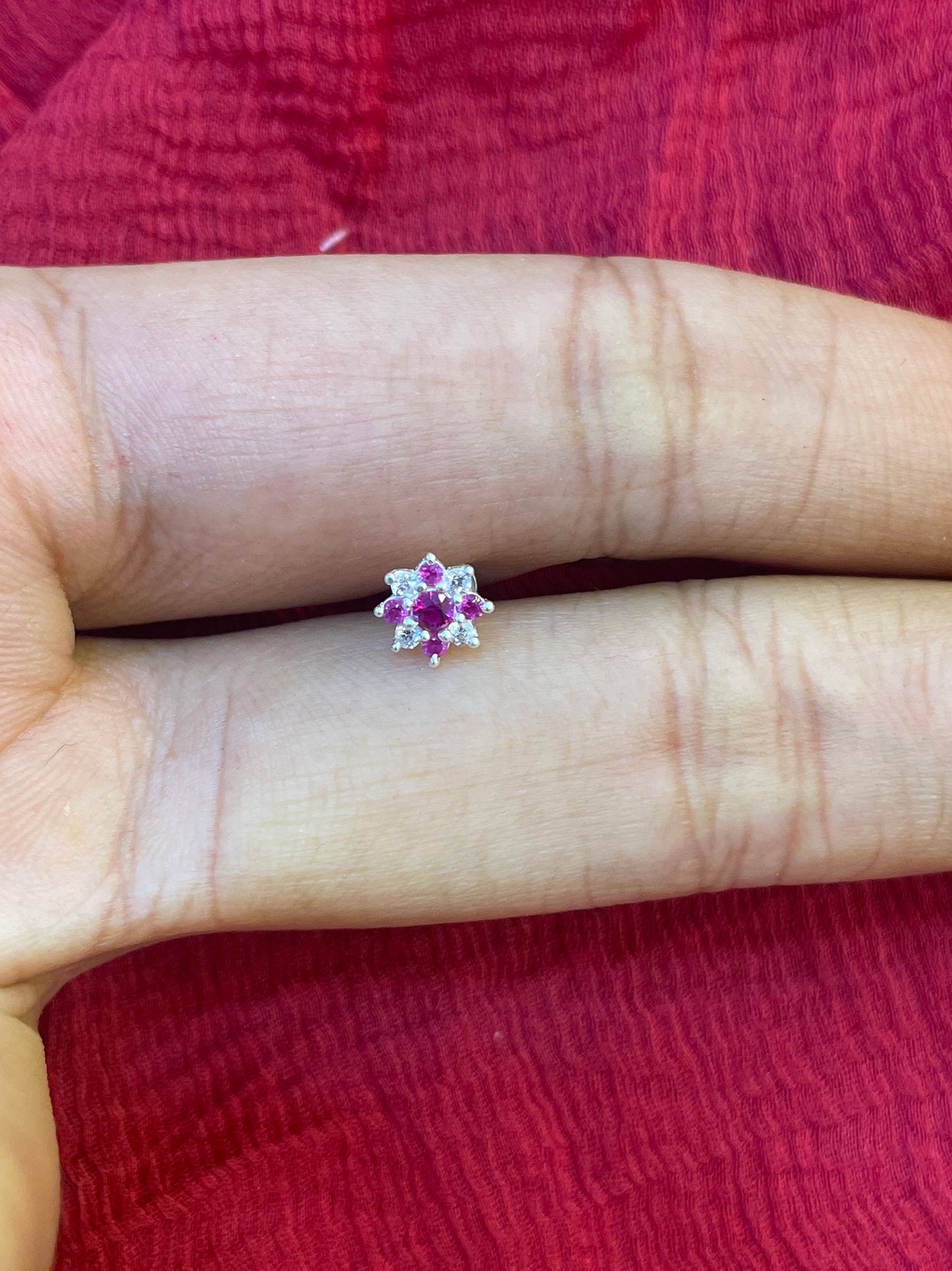 92.5 Silver Flower Second Studs / Nose Pin (Single Piece) | Elegant Floral Design | Jewellery