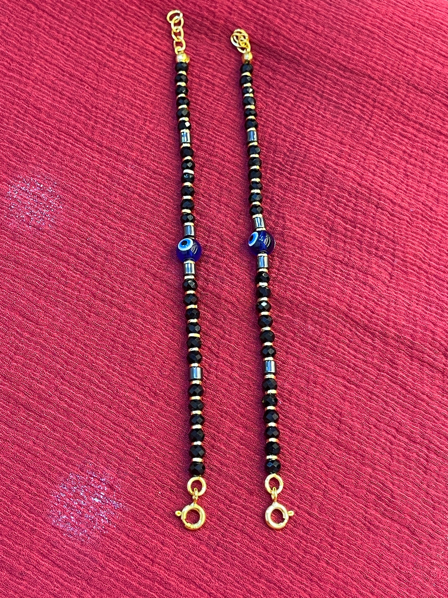 92.5 silver gold plated evil eye kids anklets