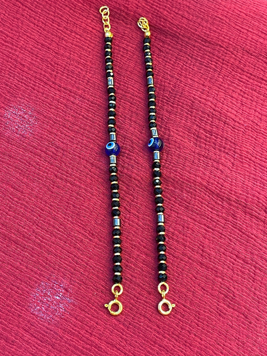 92.5 silver gold plated evil eye kids anklets