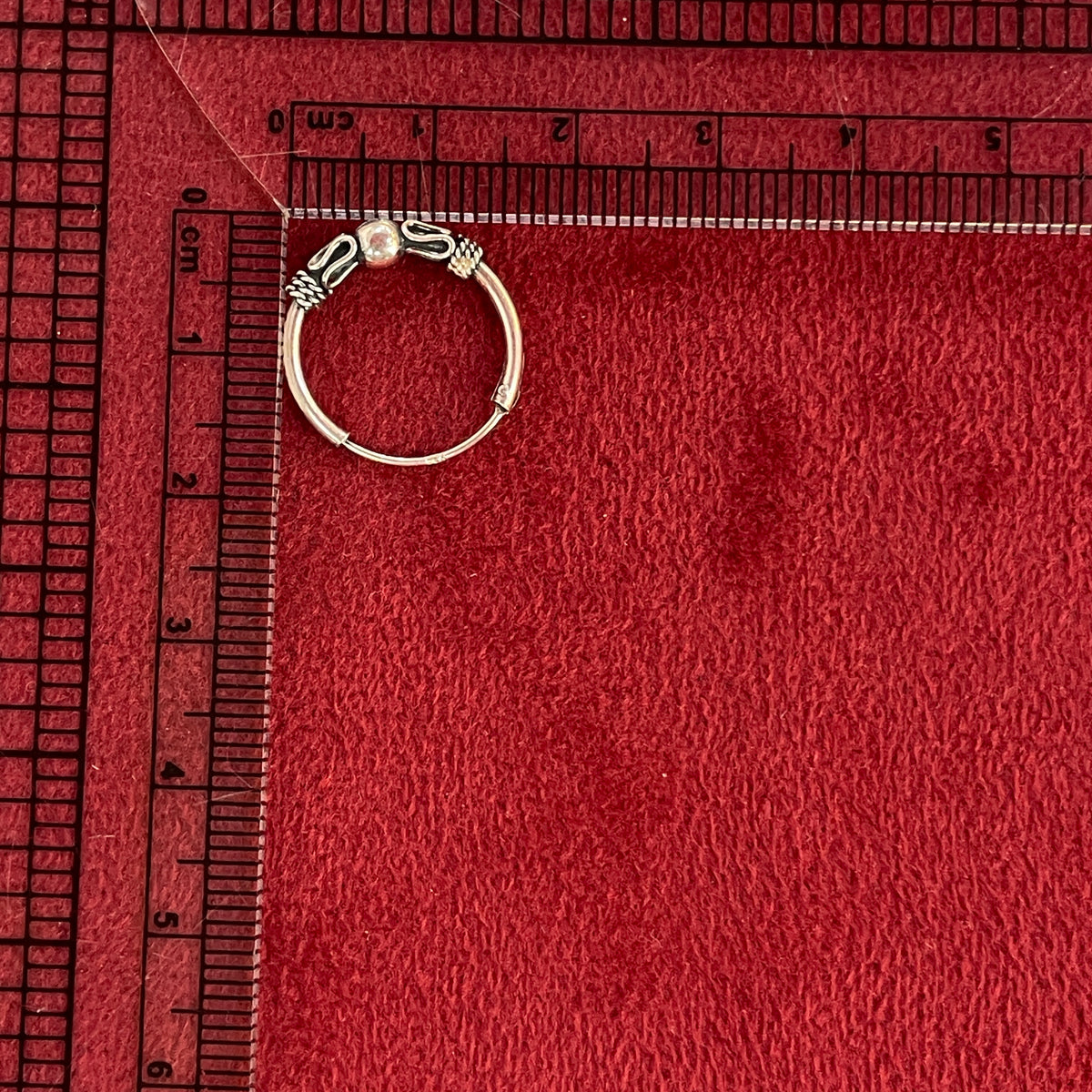 92.5 Silver Oxidised Bead Detail Hoop Earrings Pair