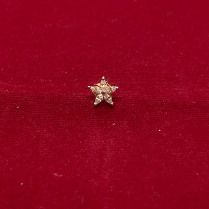 92.5 Sterling Silver Rose Gold Plated Marquise CZ Flower Studs