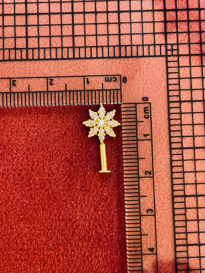 925 Silver Gold Plated 8 Petal Bugadi Pair