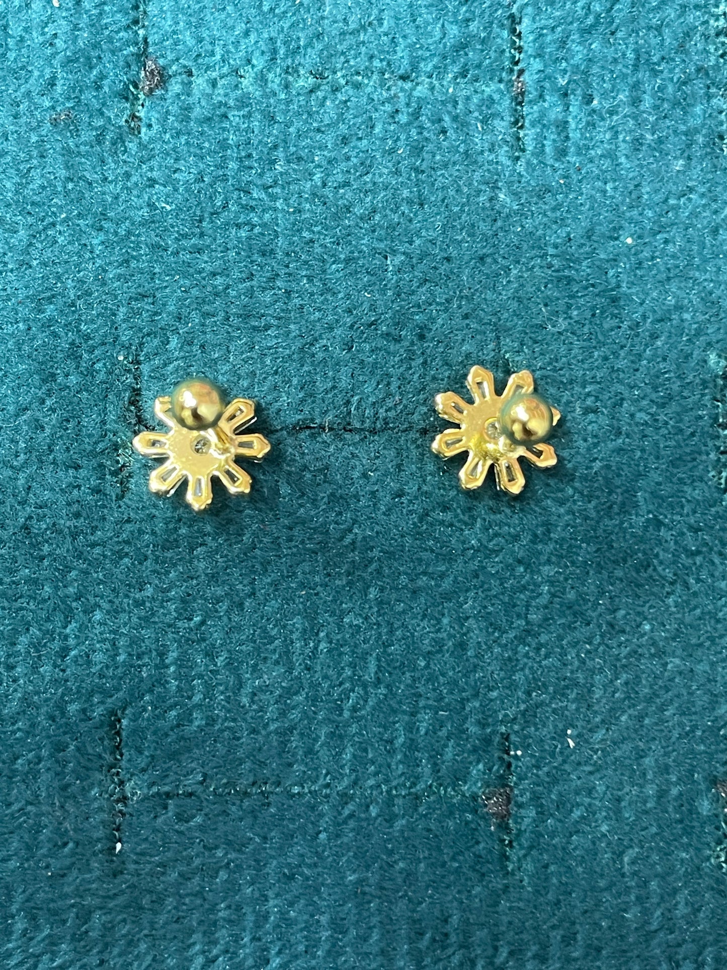 925 Silver Gold Finish Sunflower Stud Earrings | CZ Sparkle Earrings with Ball Screw Back