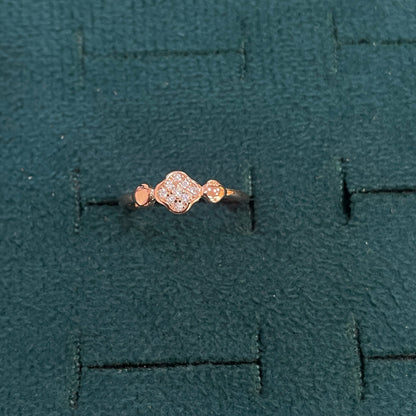 92.5 Silver Rose Gold Plated White CZ Clover Toe Rings