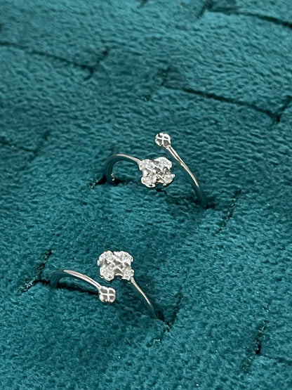 92.5 Sterling Silver Four Leaf Clover Toe Rings for Women | Lucky Charm Design