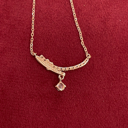 92.5 Silver Rose Gold Plated White CZ Drop Necklace for Women