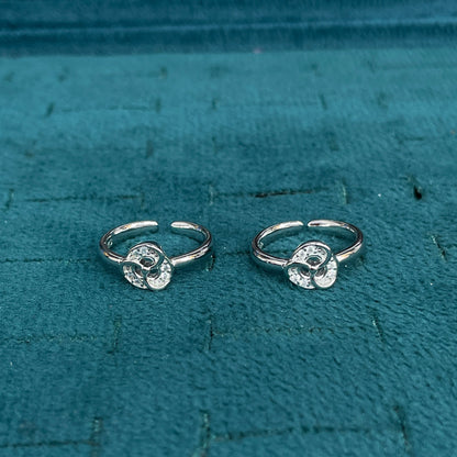 92.5 Sterling Silver CZ Triple Swirl Open Toe Rings for Women — Pair