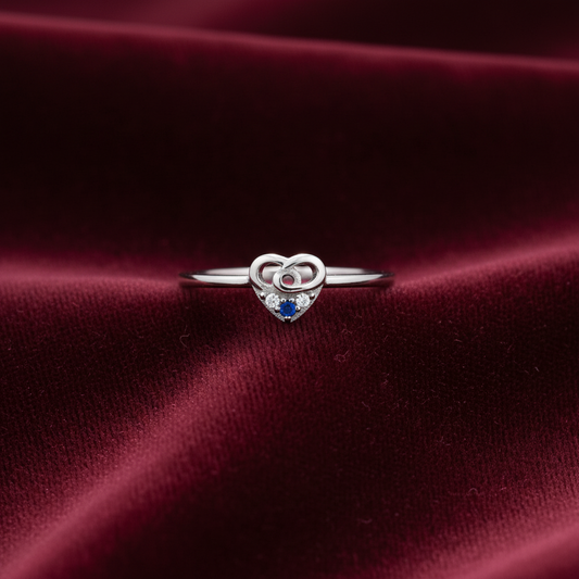 92.5 Silver Heart Shape Ring for Women Size 8 | Stylish Love Outline Design | Elegant Jewellery