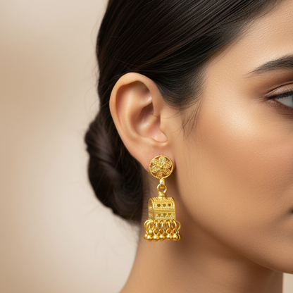 92.5 Silver Gold Plated Jhumka Earrings for Women | Traditional Elegant Design | Festive Jewellery