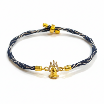 925 Silver Mahadev Trishul Rakhi for Brother | Gold Plated CZ Shivling Charm